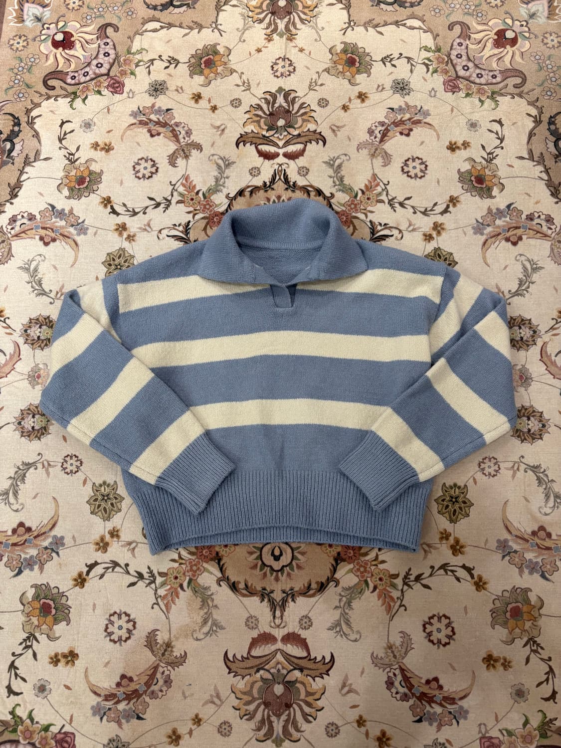 vtg 스트라이프 카라 크롭니트 상품이미지1