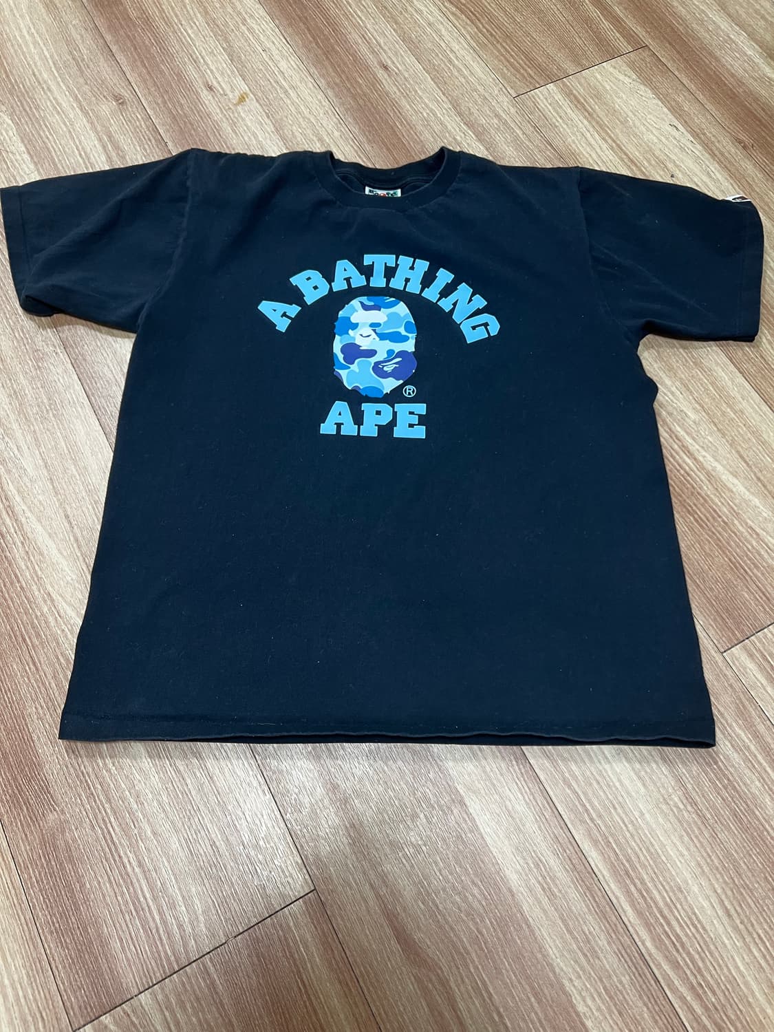 베이프 ABC 카모 컬리지 티셔츠 블랙 블루 (L) 판매 상품이미지2