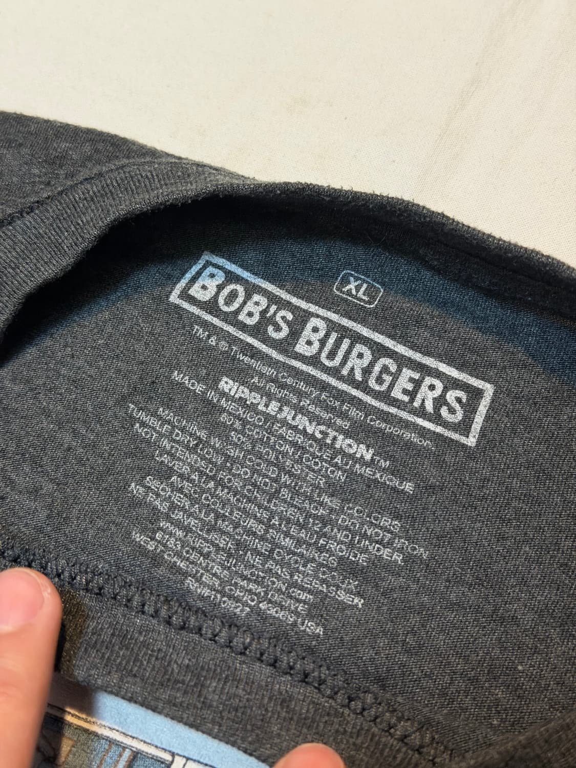밥스 버거스 빈티지 애니메이션 티셔츠 그레이 상품이미지3