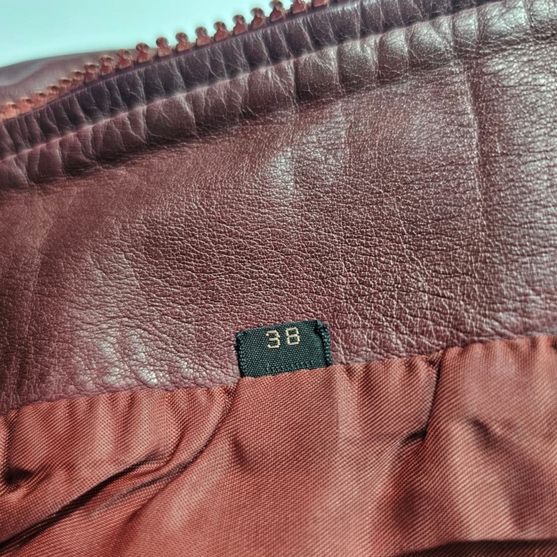 빈티지 버건디 리얼레더 자켓 38 상품이미지5