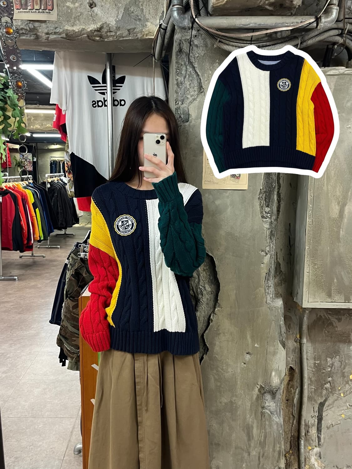 타미힐피거 배색 니트 네이비 L #csz1593 상품이미지1