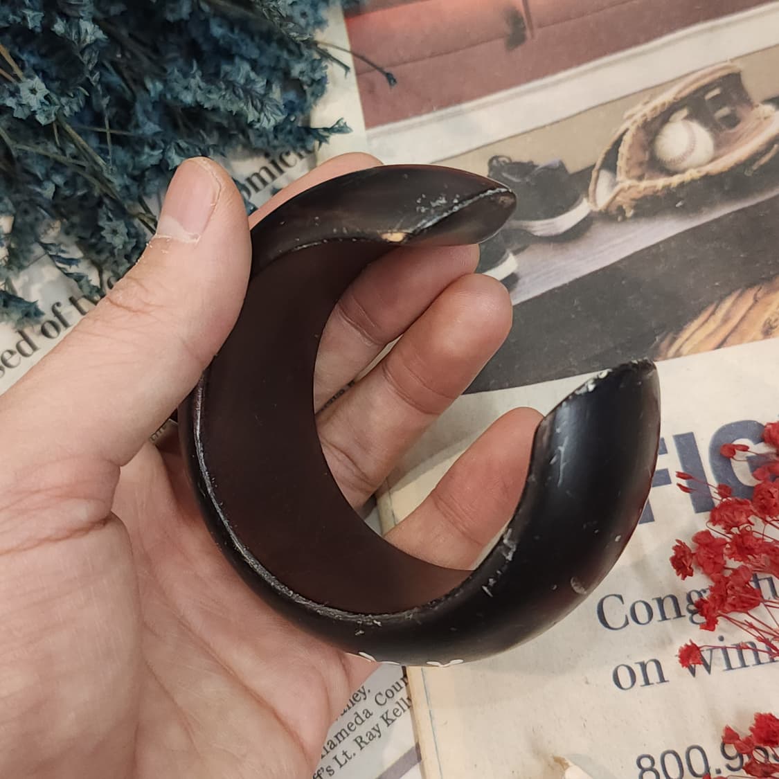 90s 프랑스 빈티지 팔찌 플로럴 커프 뱅글 빈티지 쥬얼리 상품이미지4