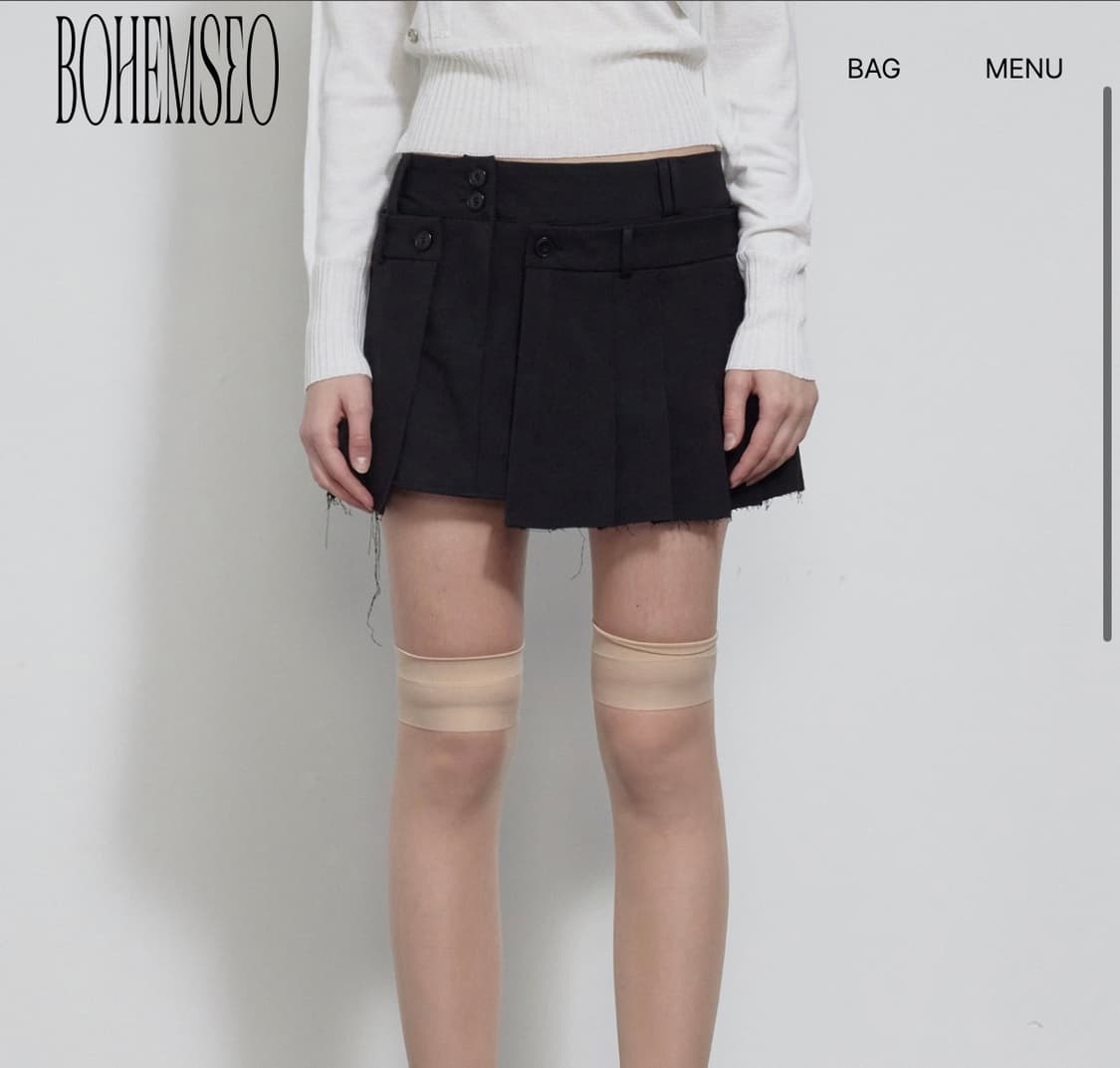 보헴서)LAYERED WRAP MINI SKIRT, BLACK 상품이미지1
