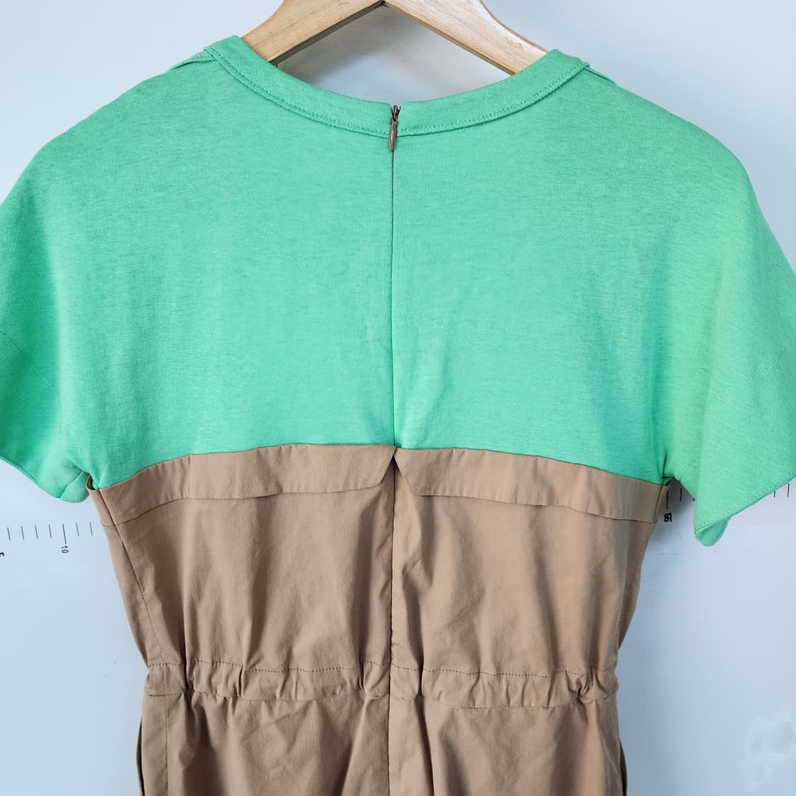cc콜렉트 배색 카키 그린 반팔 원피스 상품이미지4