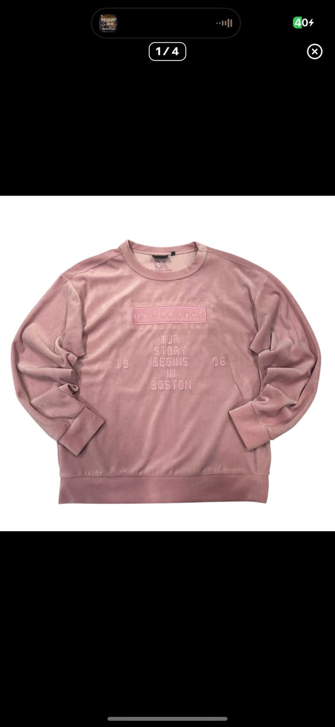  (바배) 뉴발란스 벨루어 핑크 맨투맨 상품이미지1