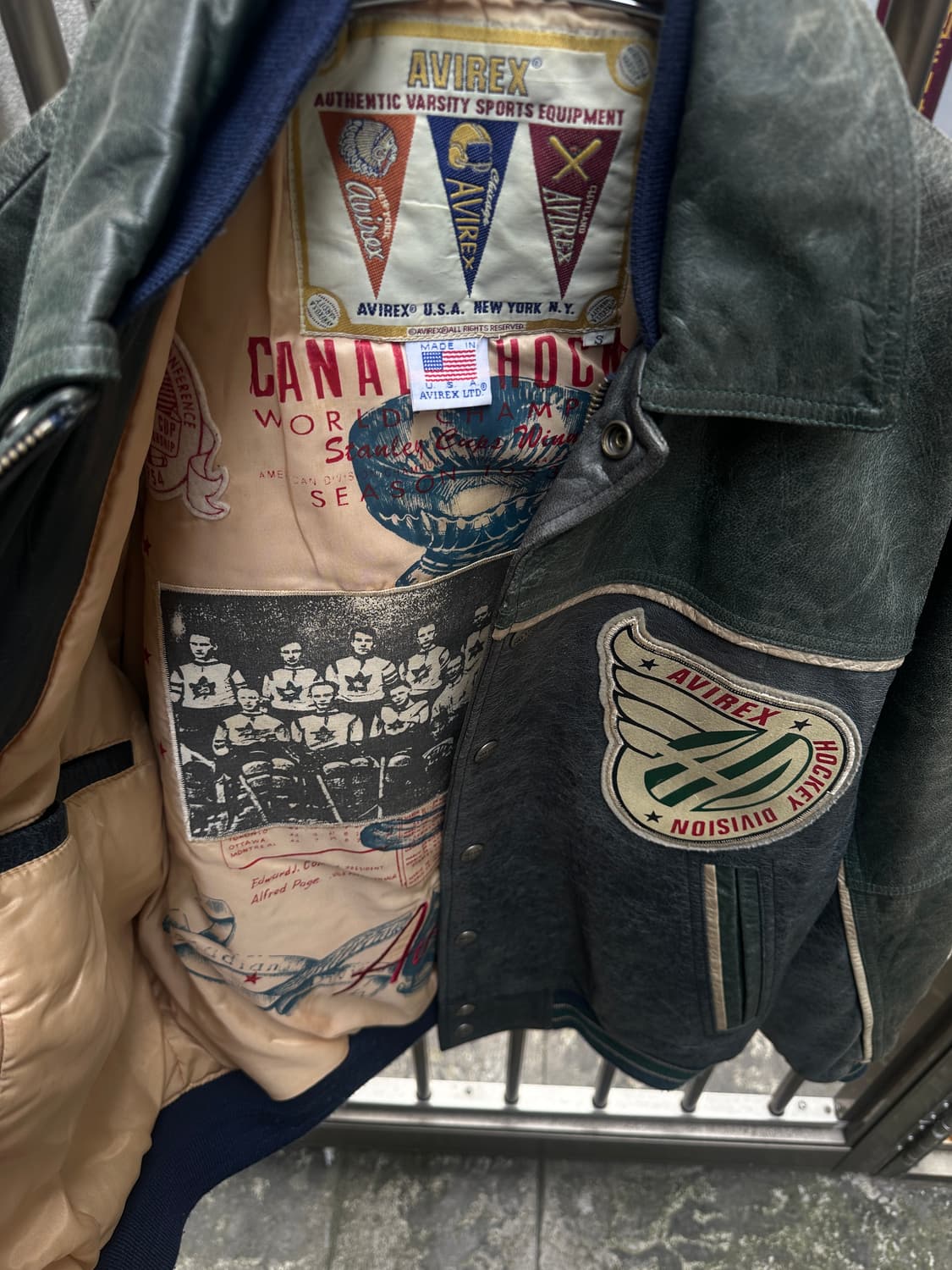 90s 아비렉스 avirex 캐나디언디비전 하키팀 레더 바시티 자켓 상품이미지4