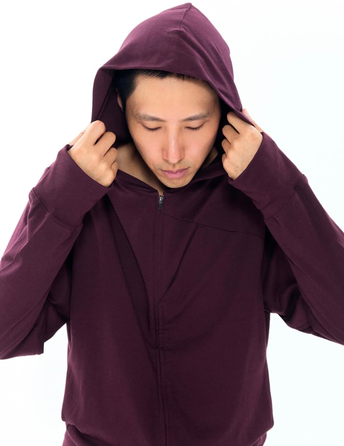 Layer Zip Hoodie Burgundy 상품이미지3