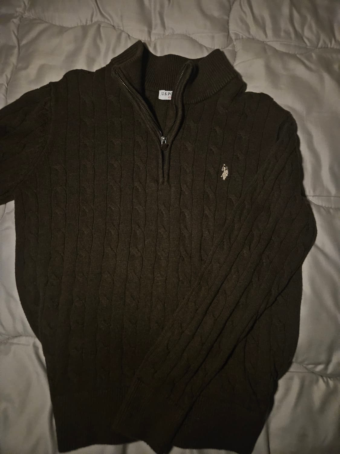 폴로 브라운 반집업 니트 상품이미지1