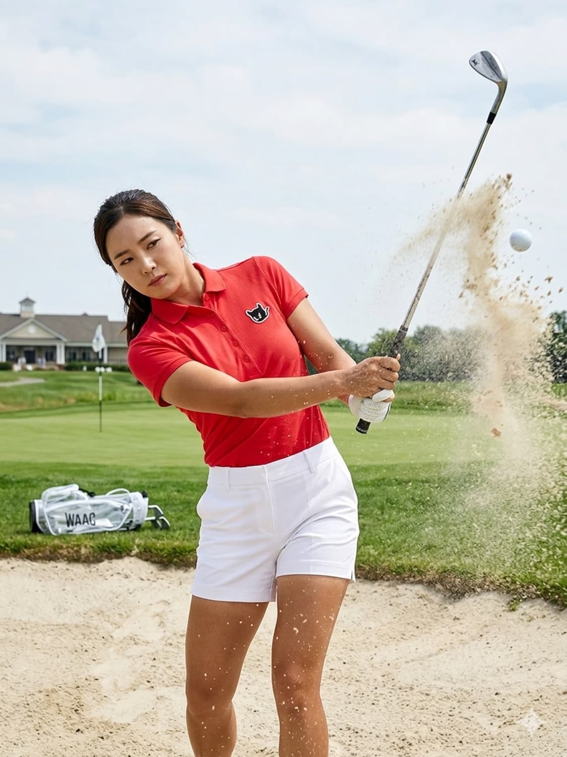 WACC 왁 여성 신품급 반팔 피케 티셔츠 레드 1호(S) 상품이미지1