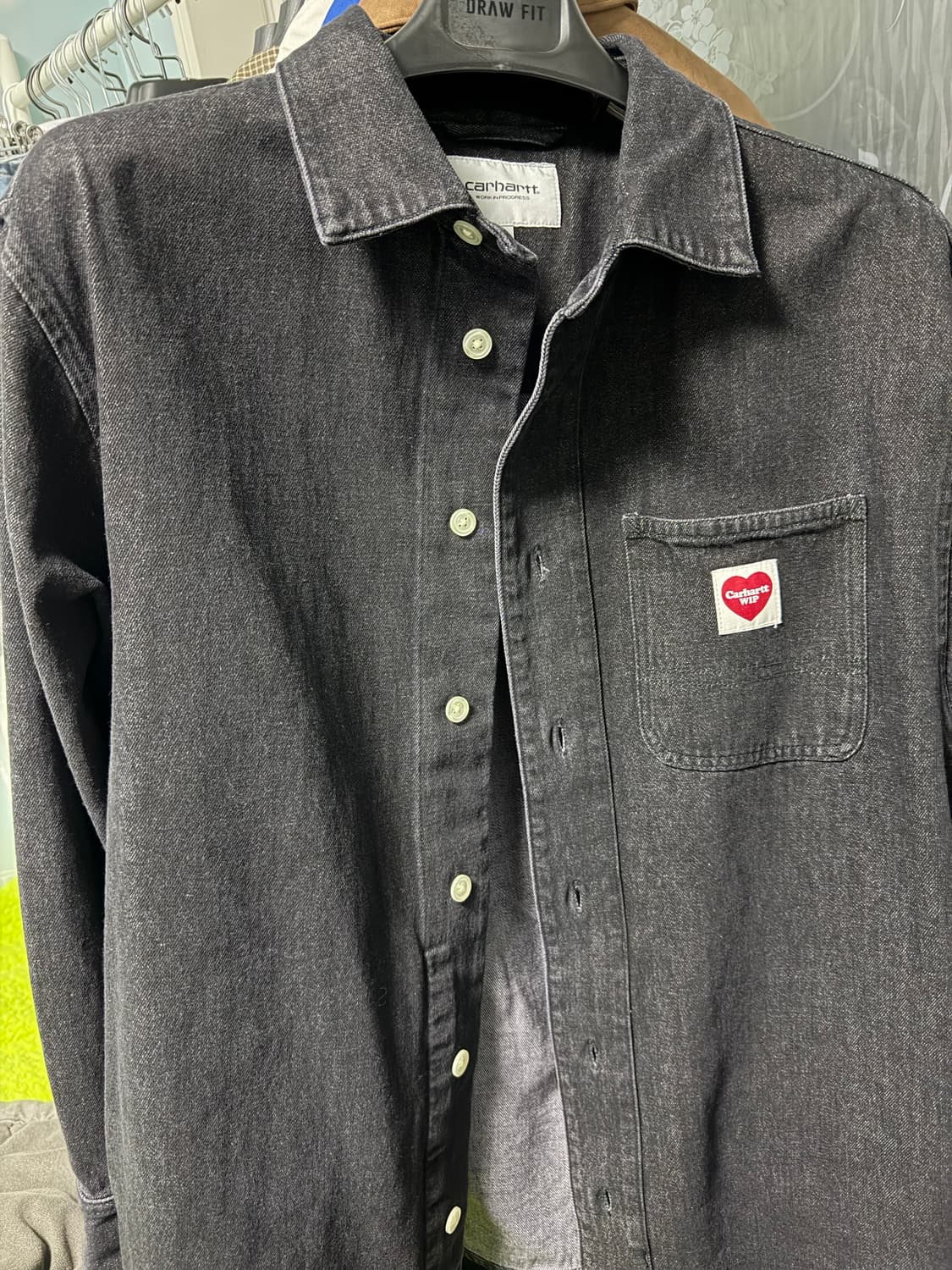 칼하트 윕 긴팔 내쉬 셔츠 블랙 엔자임 블리치 워시드 상품이미지3