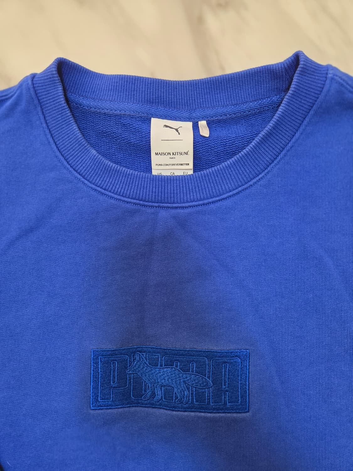 푸마 X 메종키츠네 로얄블루 크루넥 스웻셔츠 상품이미지4