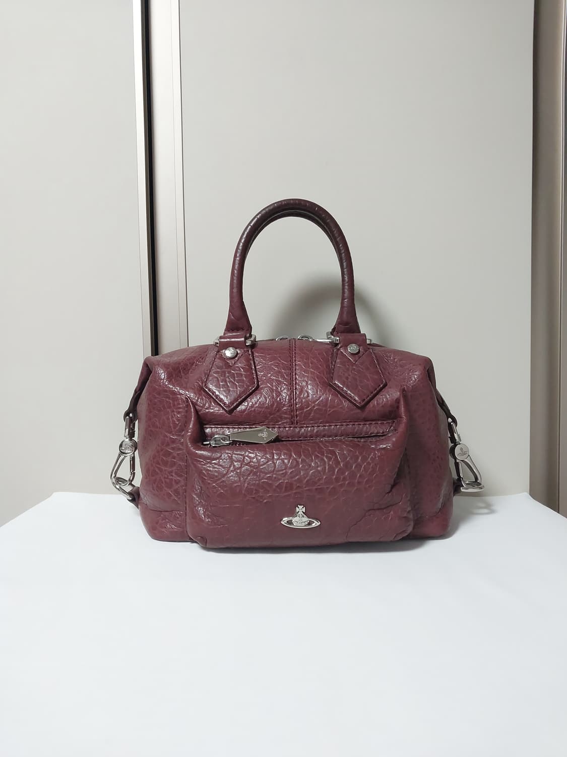 비비안웨스트우드 버건디 레더 토트백 레어템 상품이미지1