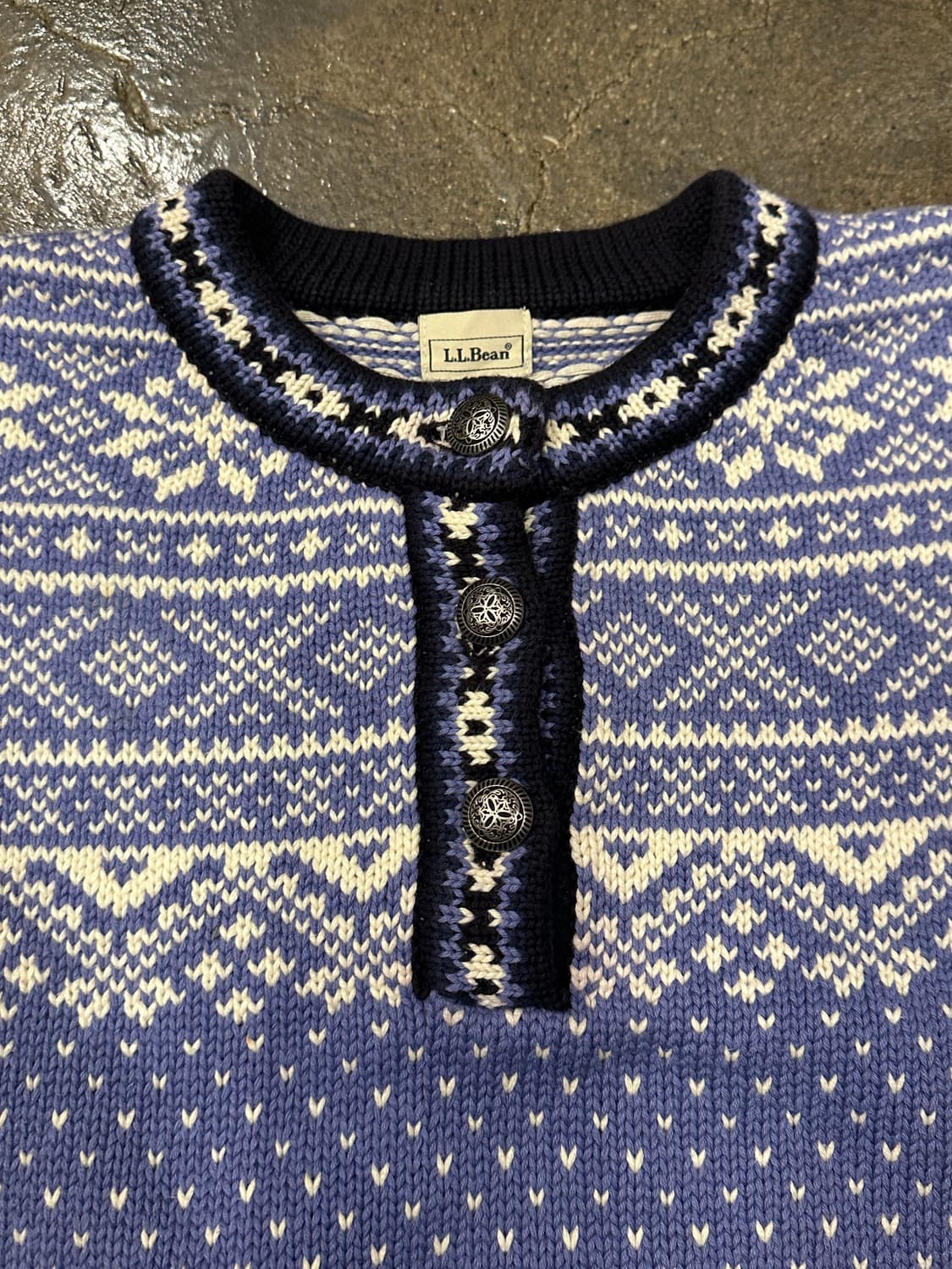 90s L.L.Bean 엘엘빈 버드아이 패턴 니트 L 상품이미지3