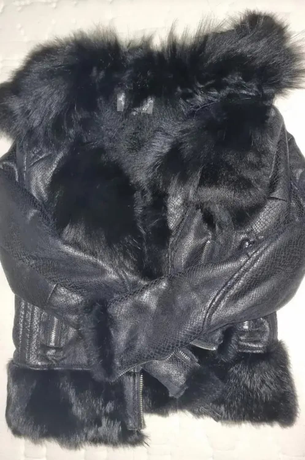 오늘만 할인!! 파이톤패턴 퍼 블랙가죽자켓 상품이미지1