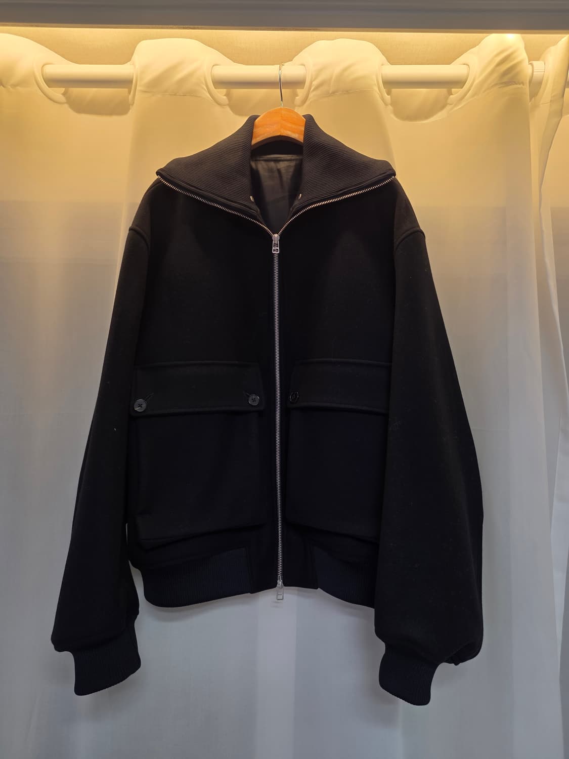 [S] 이얼즈어고 22fw 울 바시티 하이넥 집업 자켓 상품이미지2