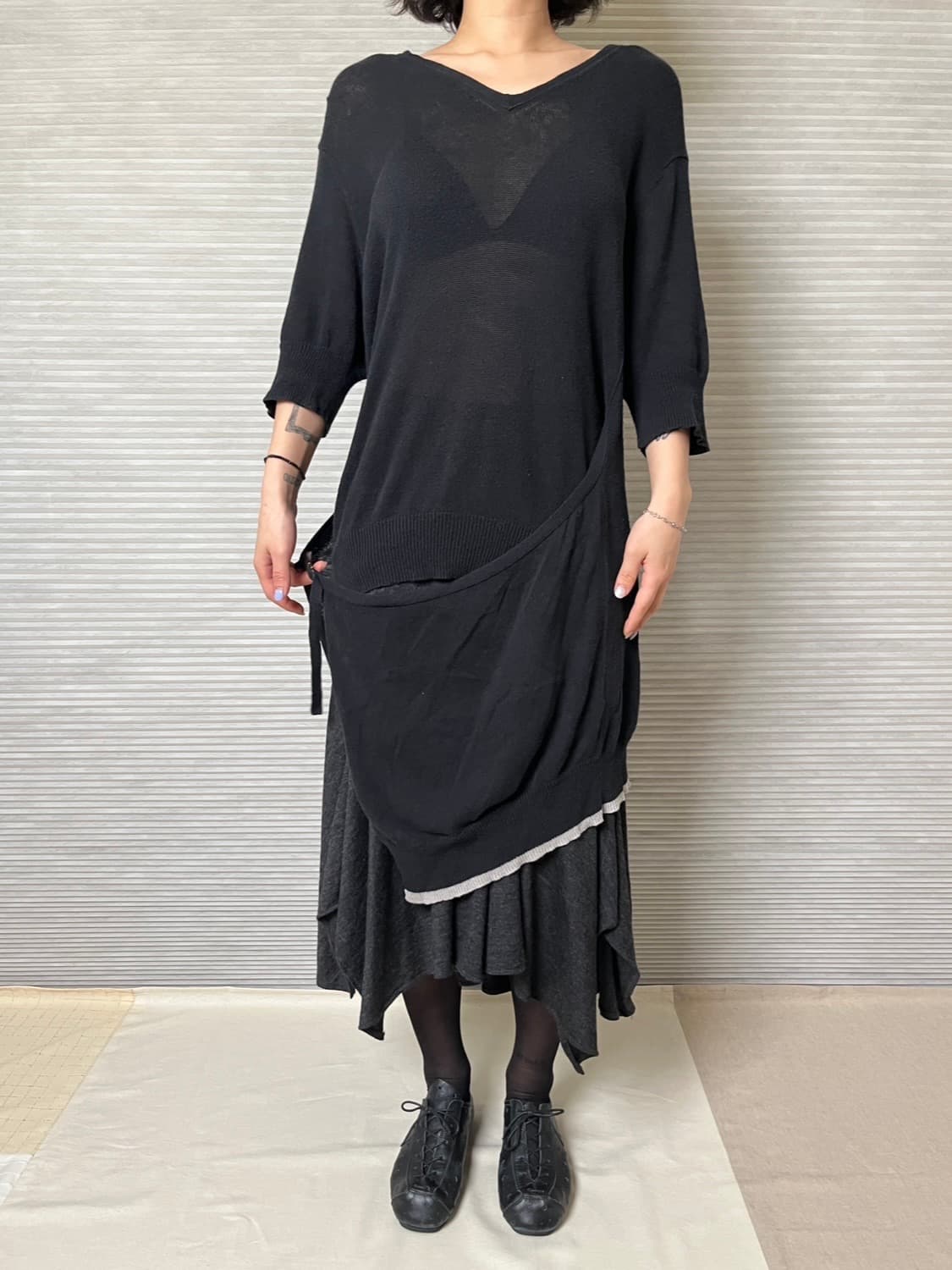 요지야마모토 2way 니트 원피스 yohji 레이어드  상품이미지1