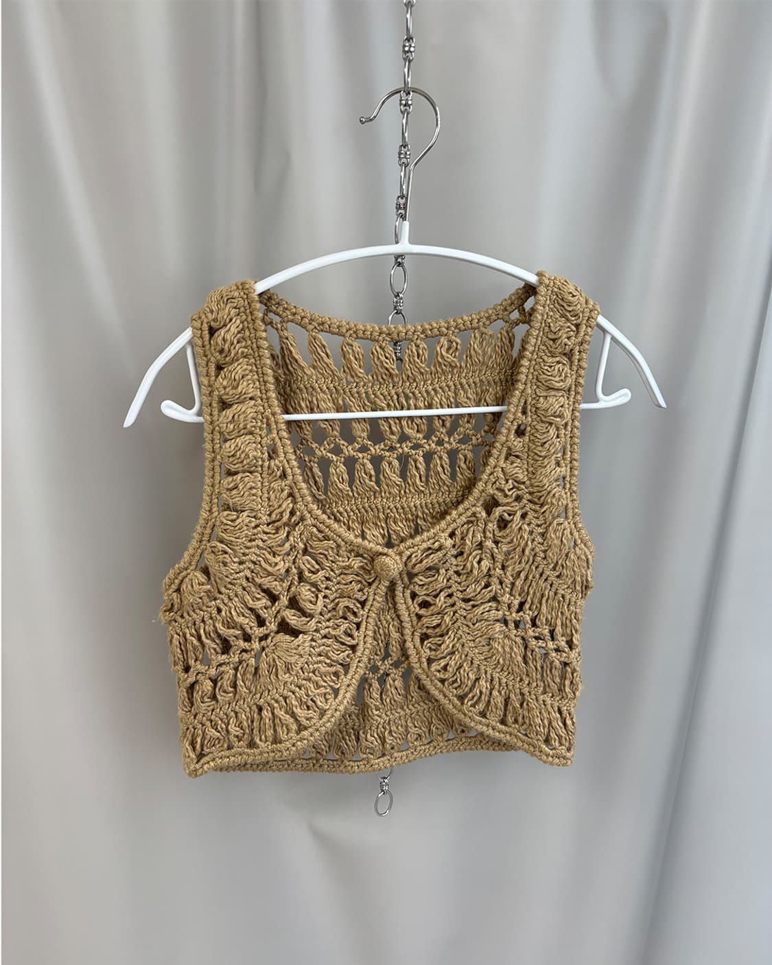 latte crochet one-button bolero vest 상품이미지1