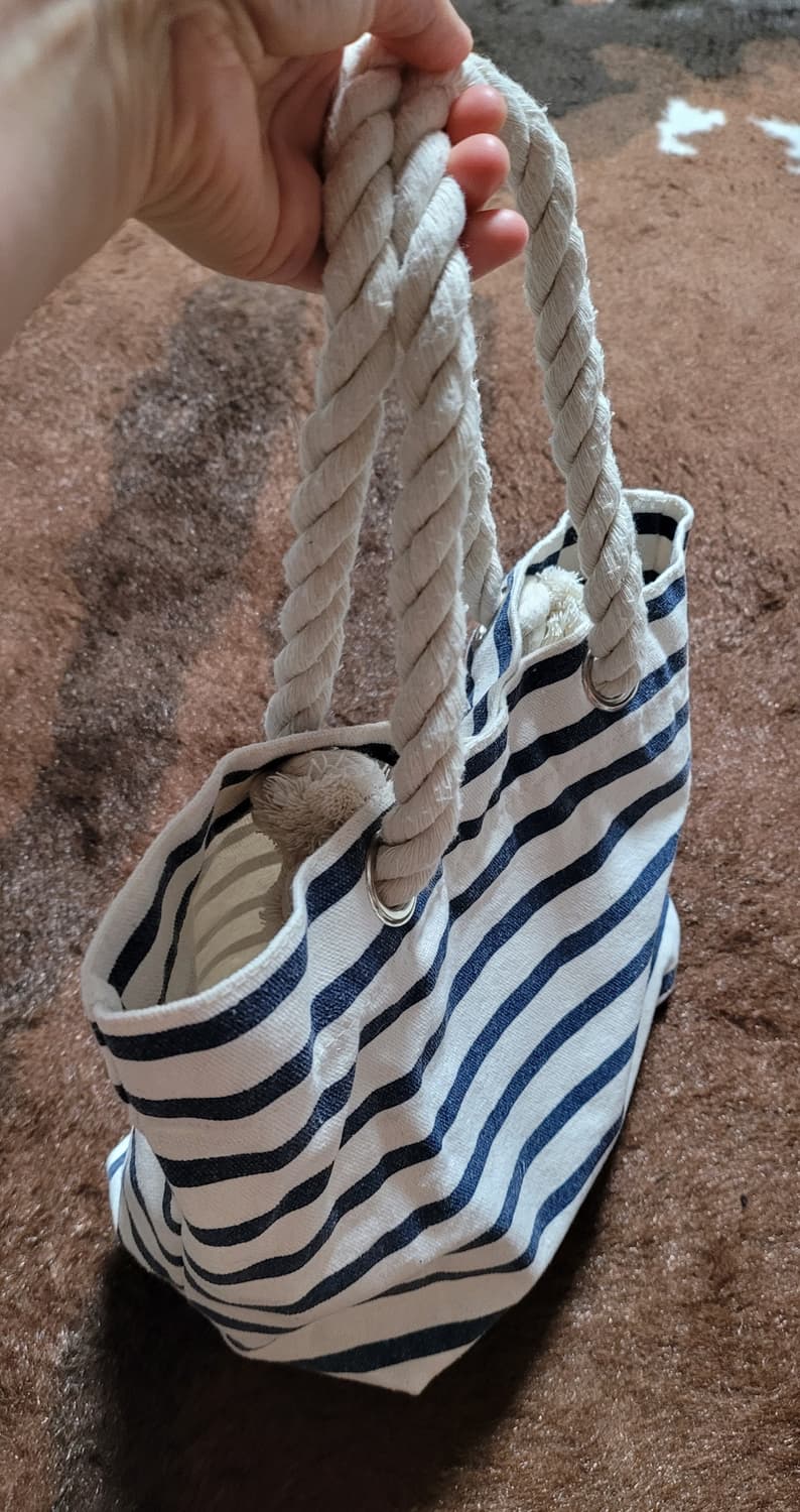 마린 스트라이프 캔버스 토트백 상품이미지4