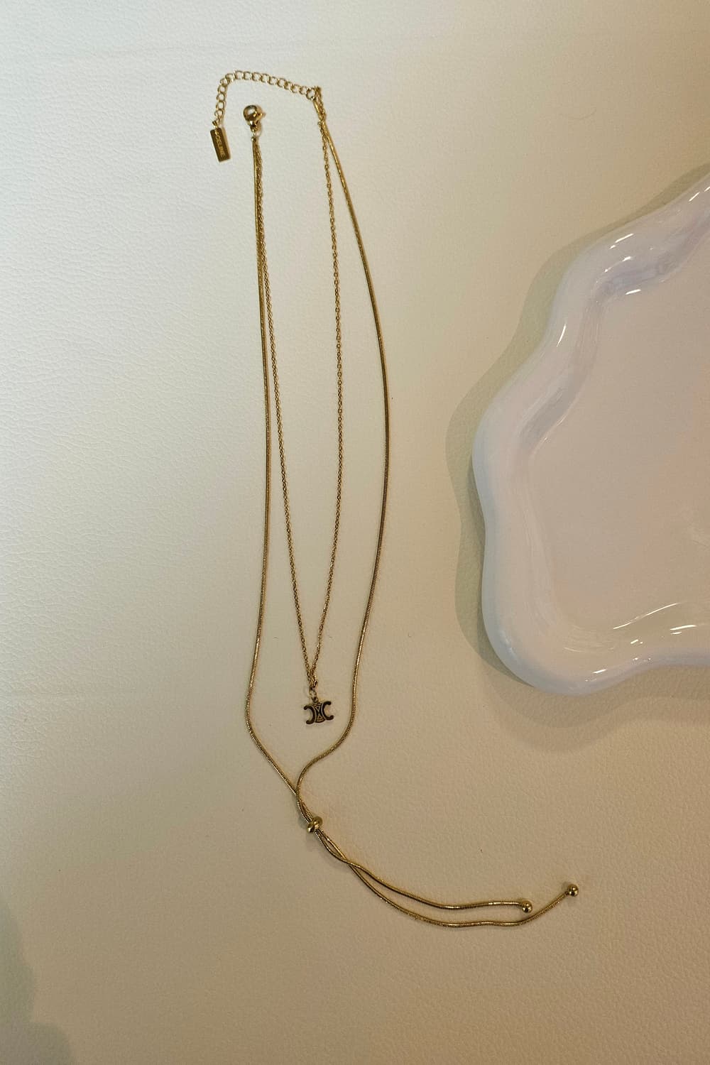 셀린느 업사이클링 두줄 레이어드 금장 목걸이 상품이미지4