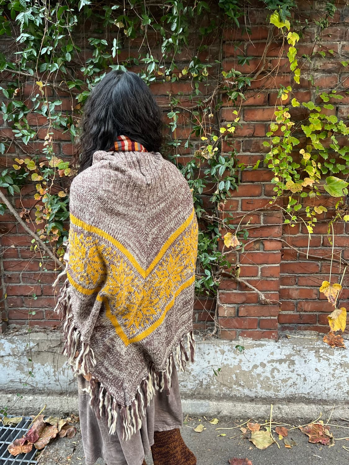 히피무드 니트 케이프 상품이미지4