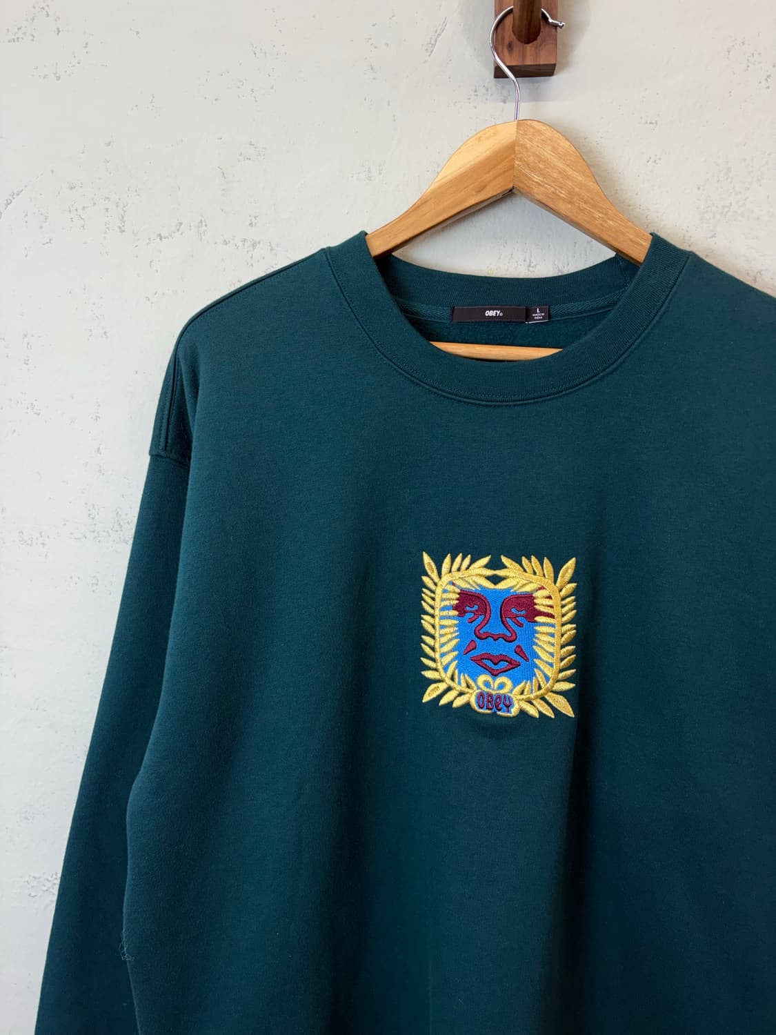 오베이 빈티지 페이스로고 맨투맨 그린 상품이미지5