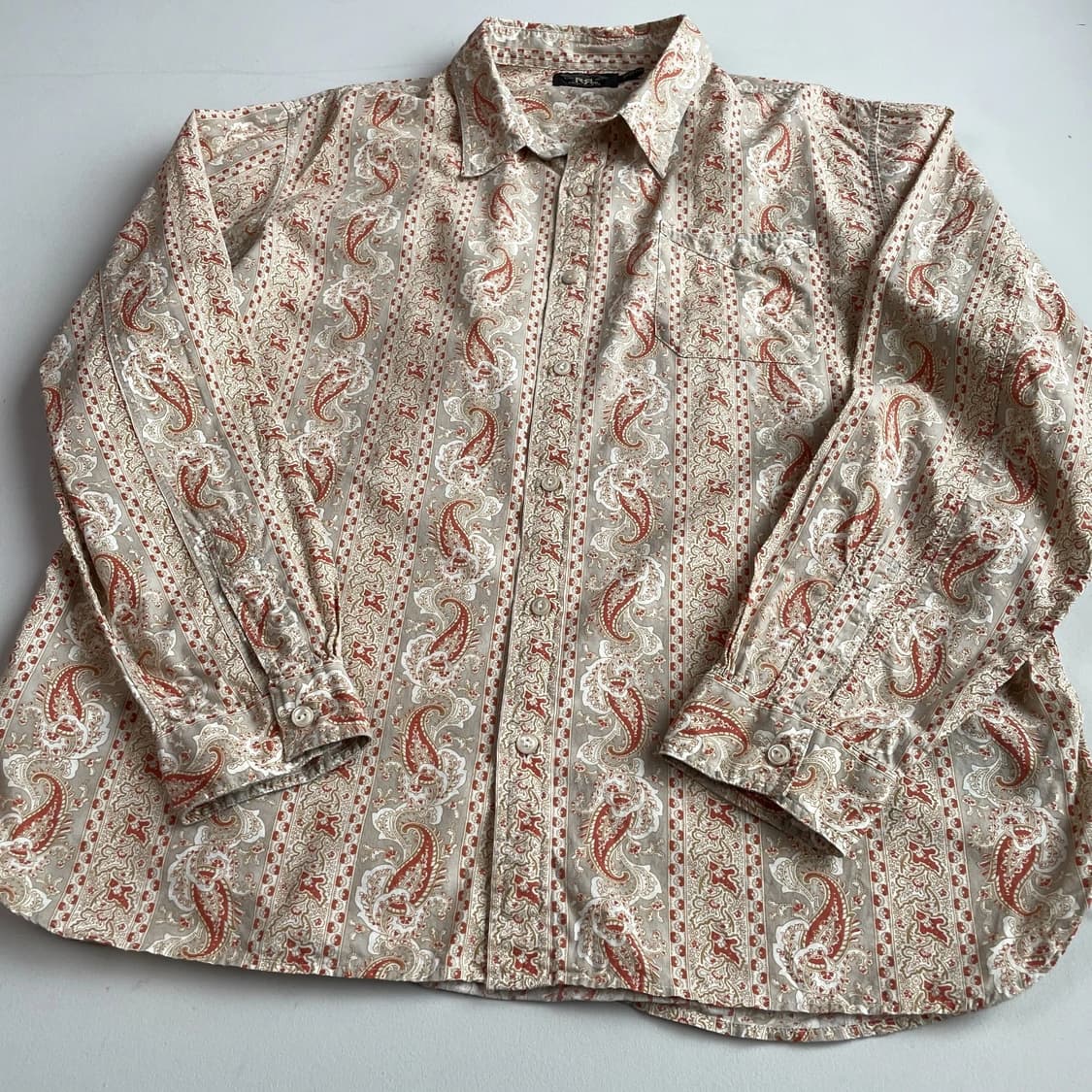 RRL 더블알엘 페이즐리 프린트 워크셔츠 베이지 멀티 상품이미지2