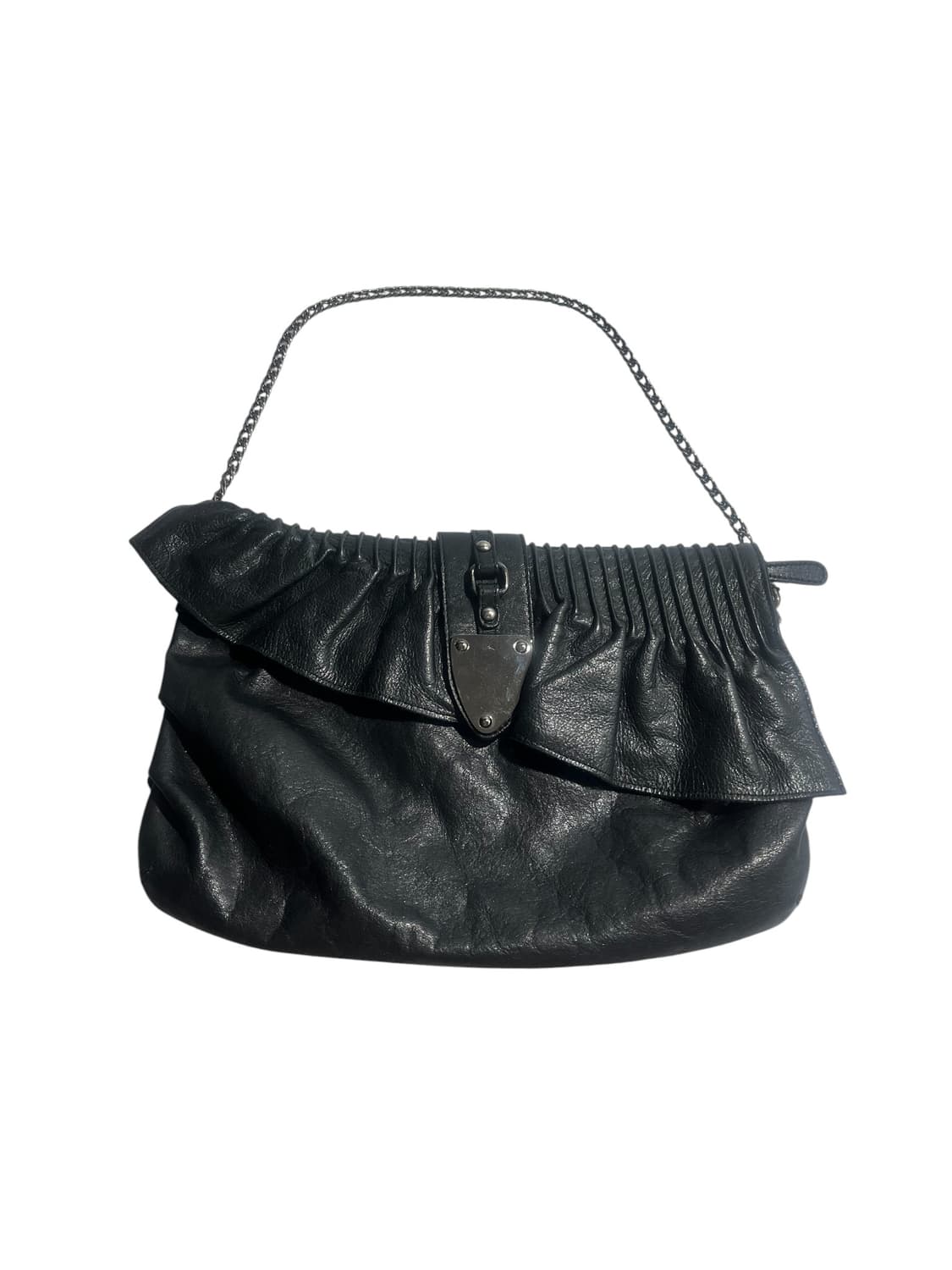 ON & ON 블랙 러플 체인 새들백 상품이미지1