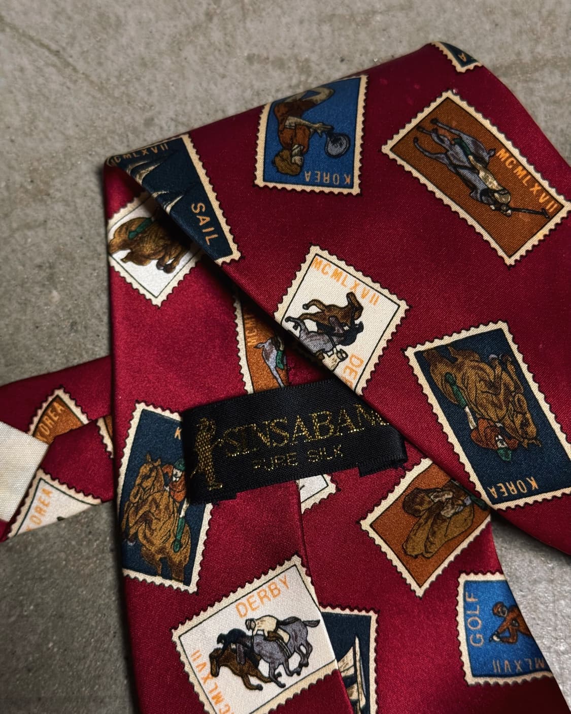 90‘s Sinsabang 스템프 패턴 실크타이 상품이미지5