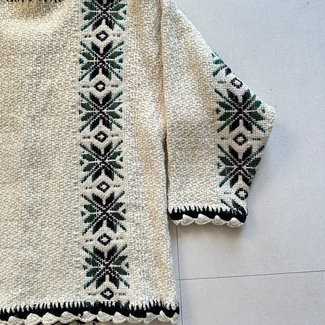 90s 에콰도르 핸드메이드 빈티지 에스닉 아즈텍 울 가디건 상품이미지9