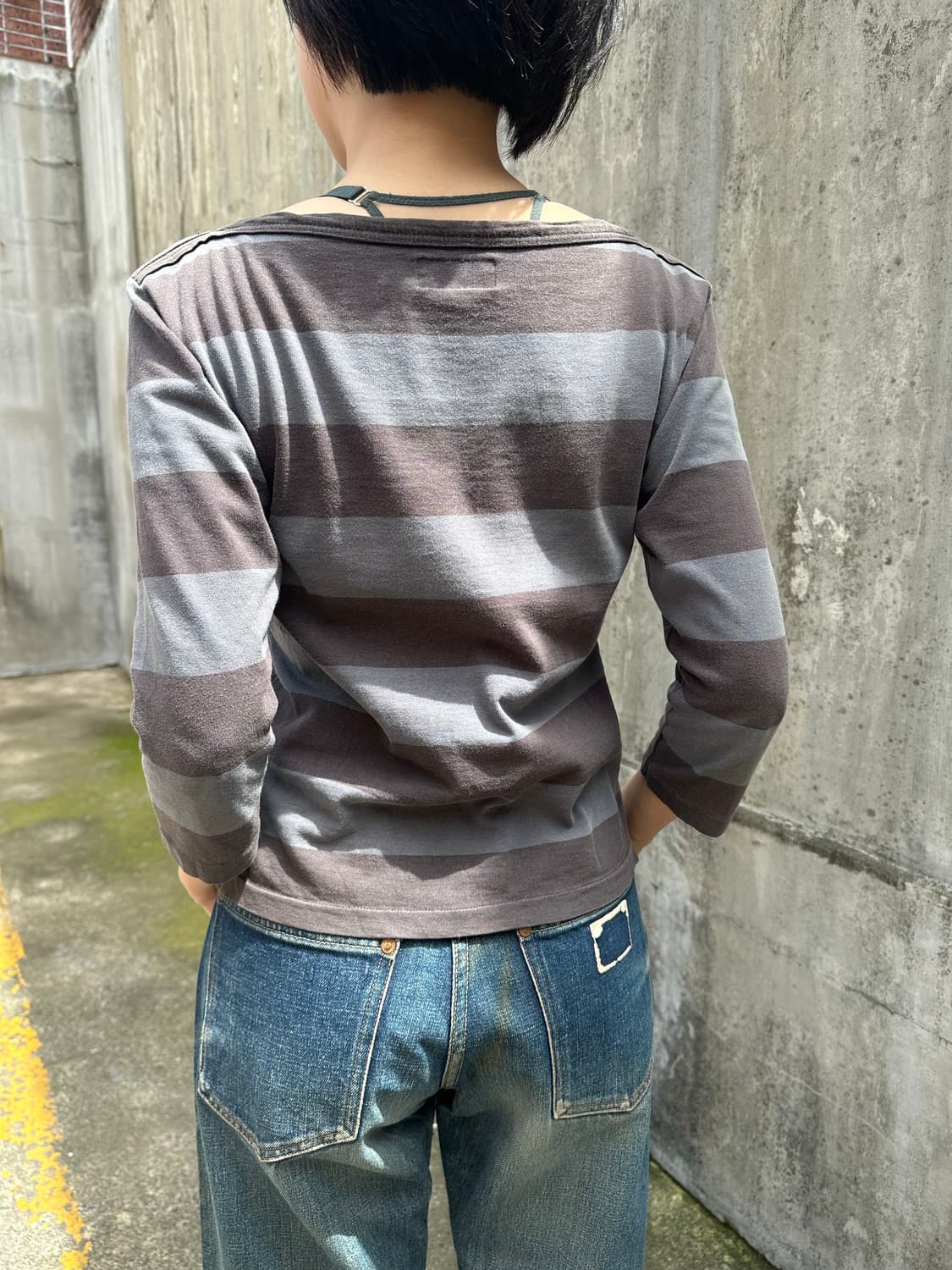 Agnes B stripe pattern 3-quarter sleeve 상품이미지5