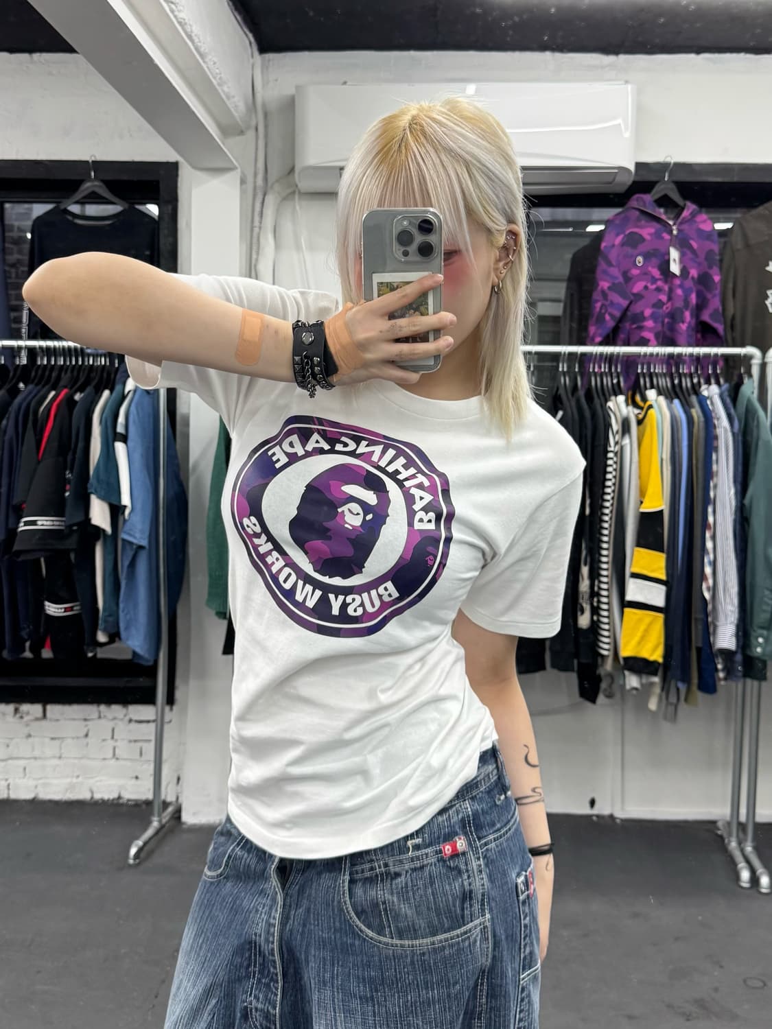 베이프 비지워크 퍼플카모 티셔츠 상품이미지1