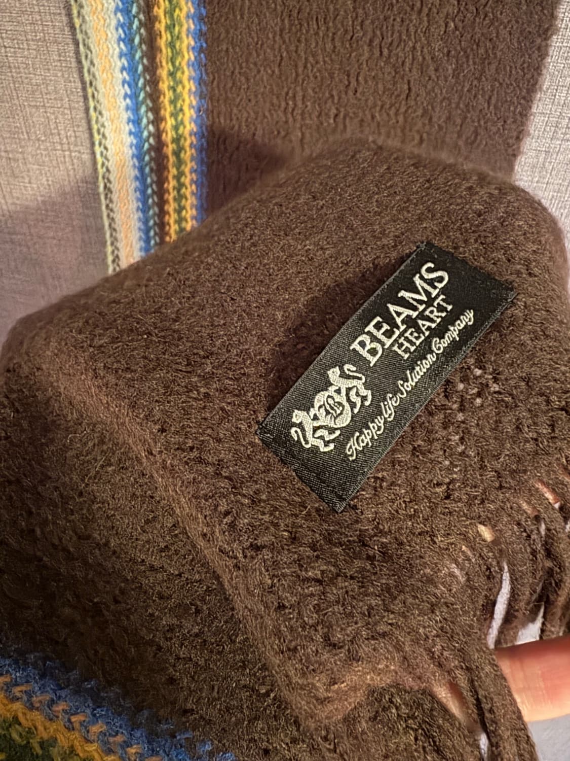 빔즈 하트 BEAMS heart 브라운 니트 머플러 상품이미지3