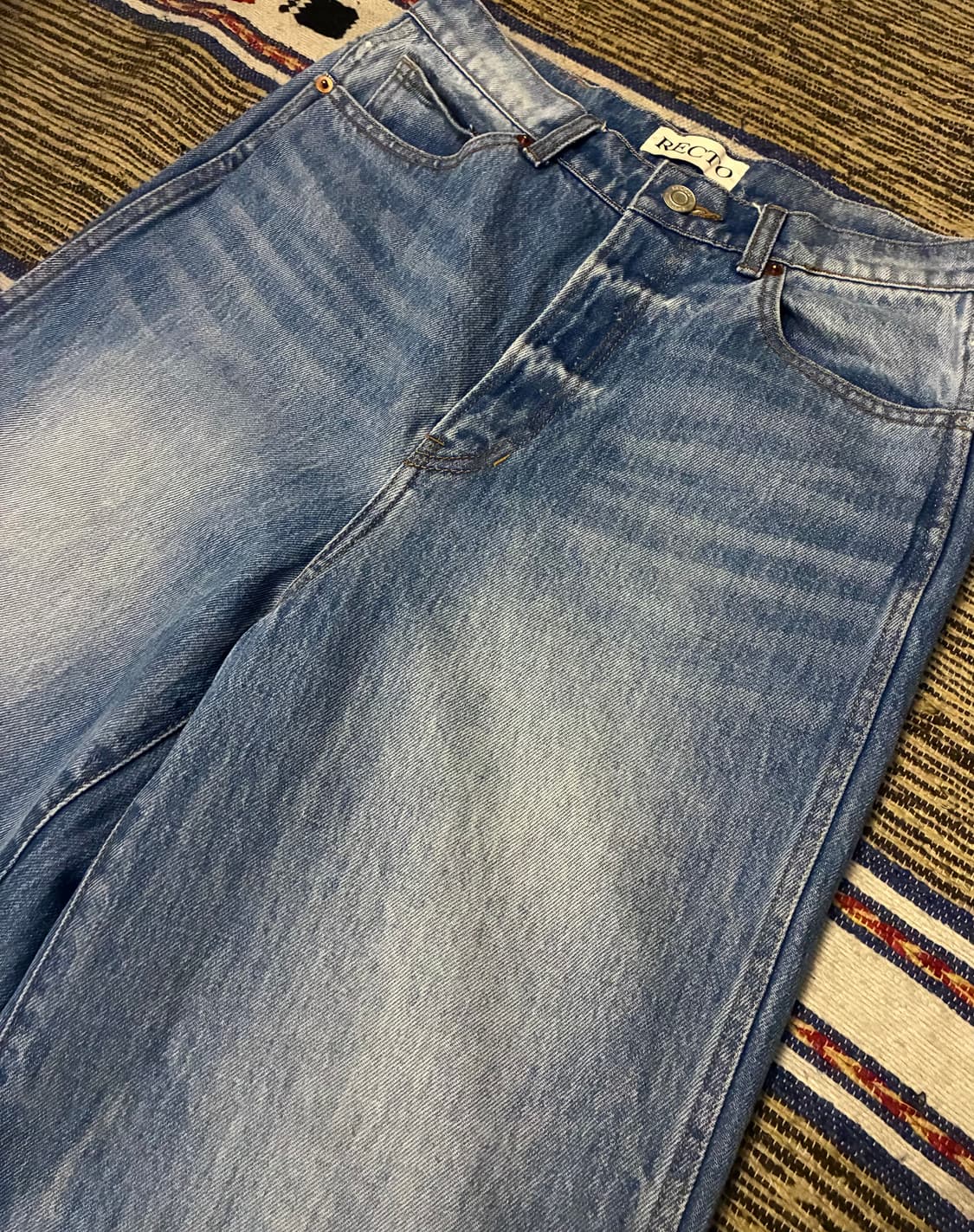 (S)RECTO 렉토 워시드 오가닉 와이드핏 데님팬츠 청바지 상품이미지2