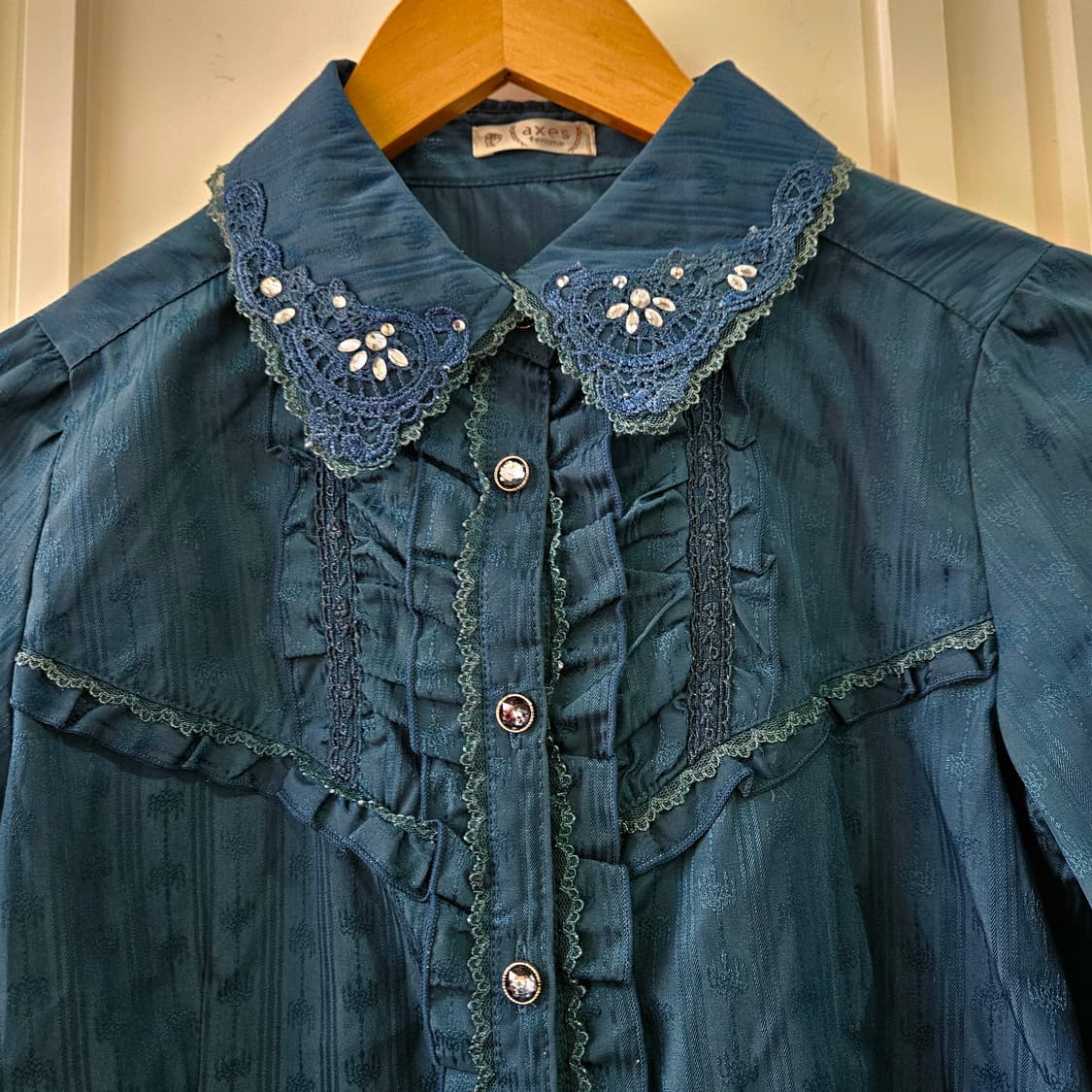 axes femme 프릴 레이스 블라우스 상품이미지3