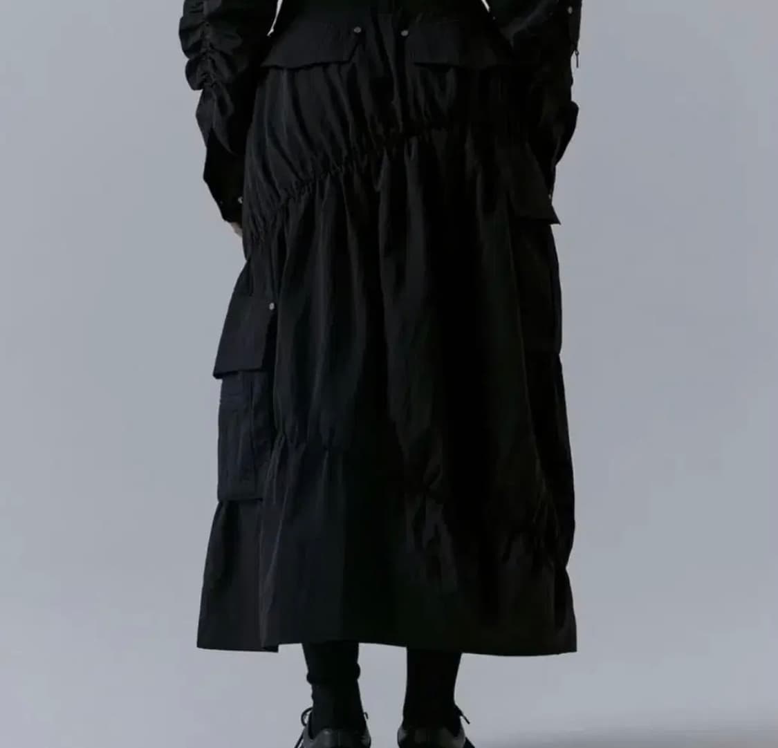 트리밍버드 나일론 셔링 셋업 스커트 블랙 상품이미지2