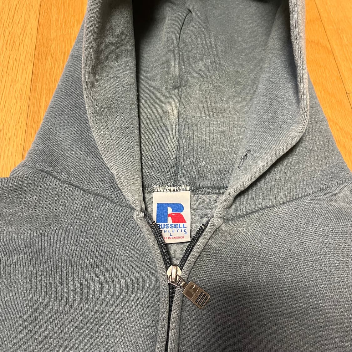 [L] 90s 빈티지 러셀 후드집업 페이디드 그레이 상품이미지2