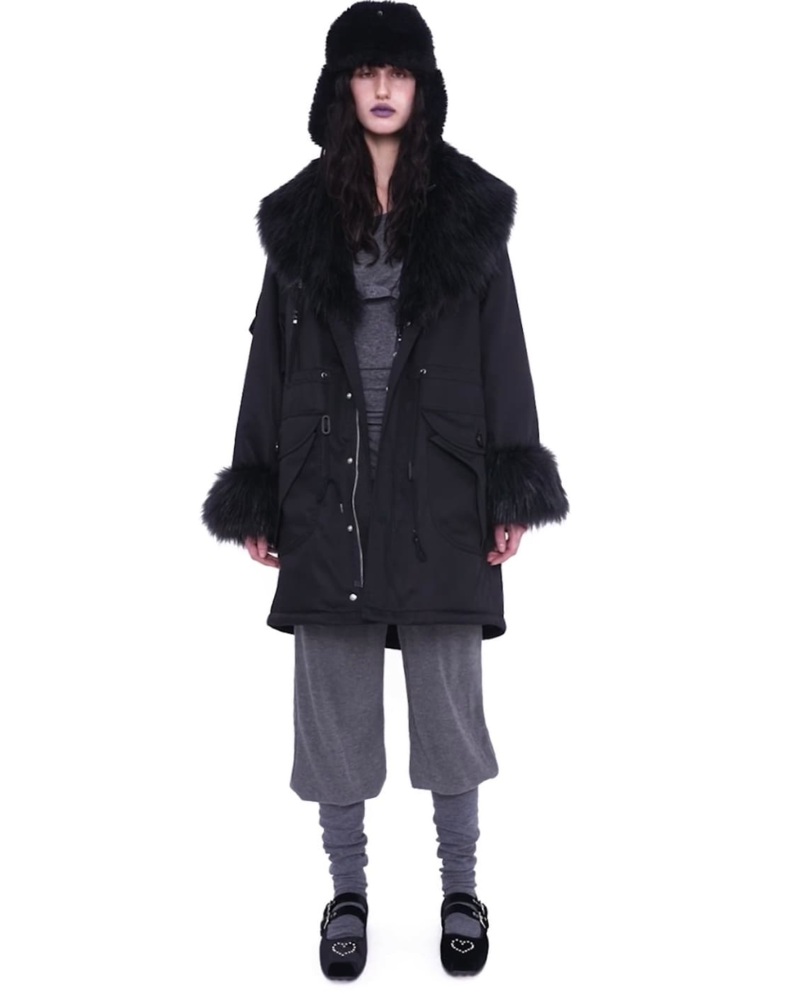 Openyy faux fur trimming safari jacket 상품이미지2