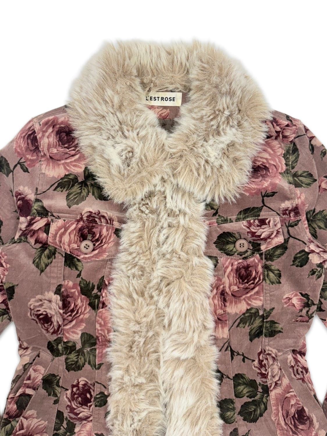 빈티지 L'est rose 핑크로즈 슬림핏 퍼 자켓 상품이미지3