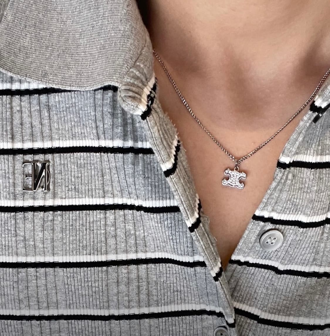 셀린느 크리스탈 목걸이 실버 상품이미지1