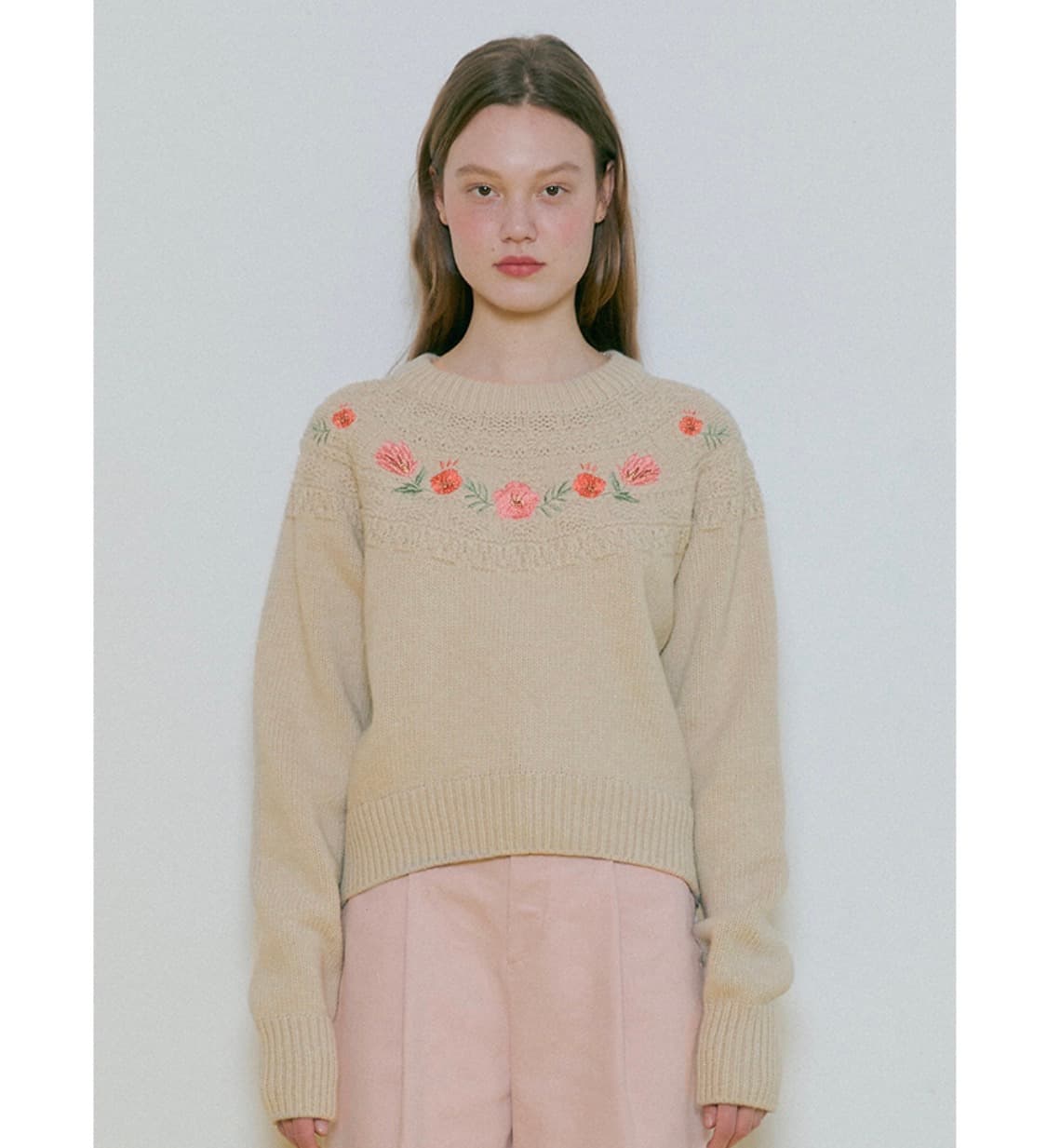 보카바카 플라워 자수 니트-베이지 상품이미지4