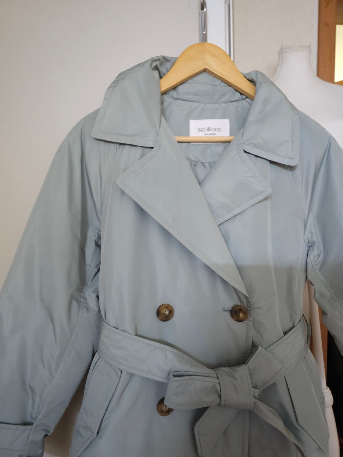 쏘울 SO.WOOL 구스다운 패딩 코트 민트색 상품이미지2