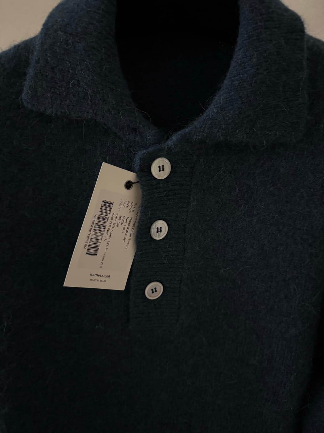 유스 알파카 오버사이즈 카라 니트 블루 M 상품이미지2