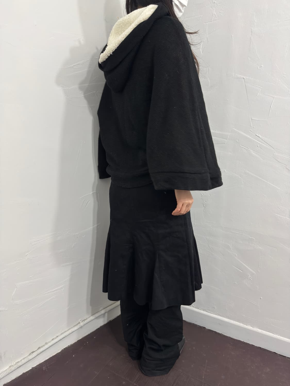 knit hood button cape 상품이미지4