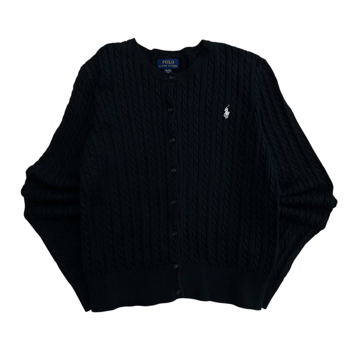 폴로 랄프로렌 화이트포니 블랙 꽈배기 가디건 XL 상품이미지2