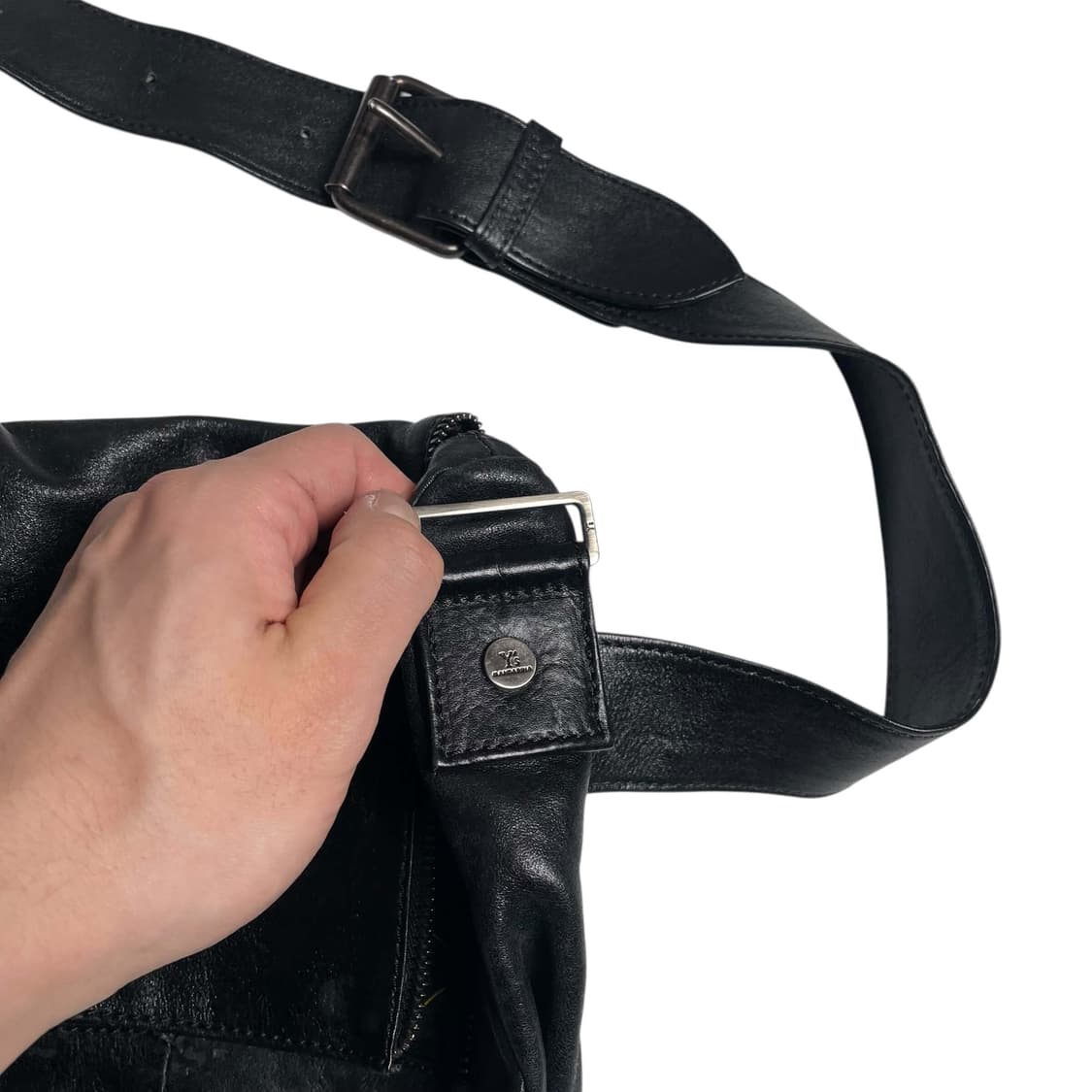 Y's 만다리나덕 맵 페인트 코팅 레더 벨트백 상품이미지6