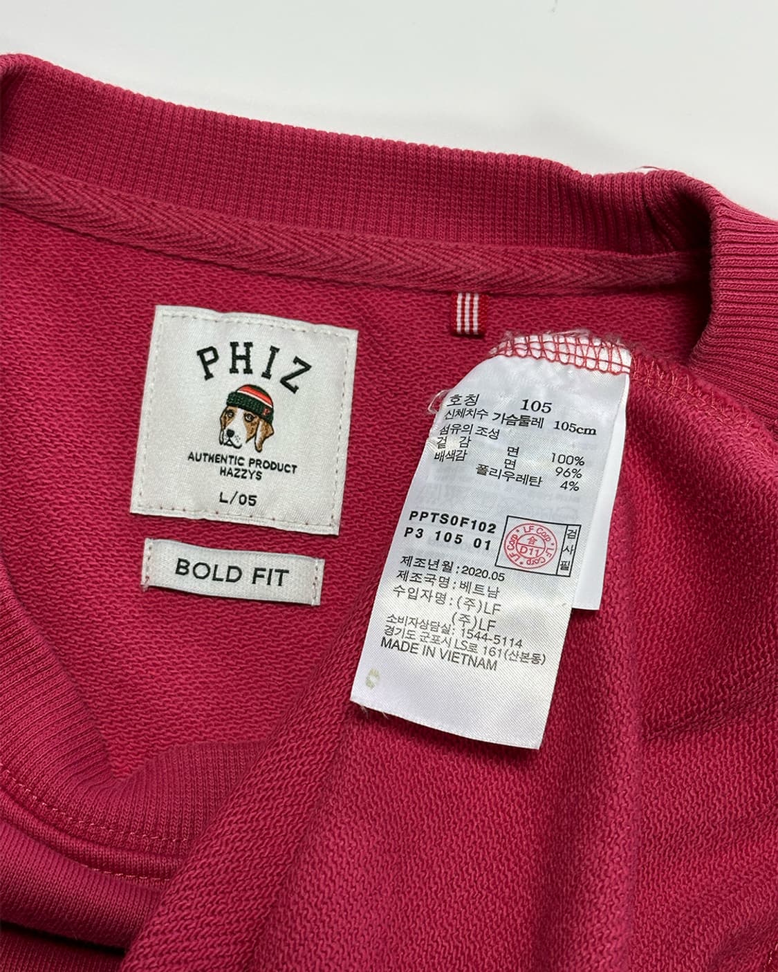 헤지스 피즈 맨투맨 핫핑크 상품이미지3