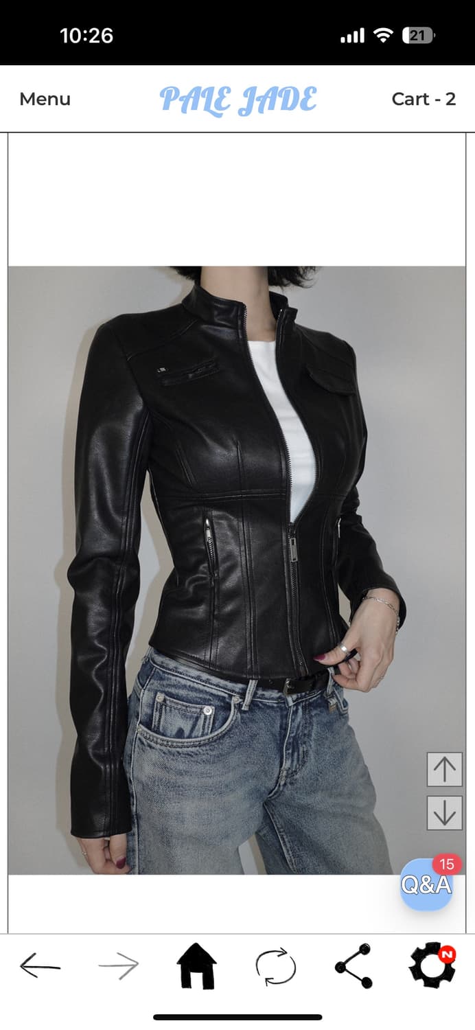 새상품) 페일제이드 슬림 레더 바이커 자켓 블랙 2 상품이미지1