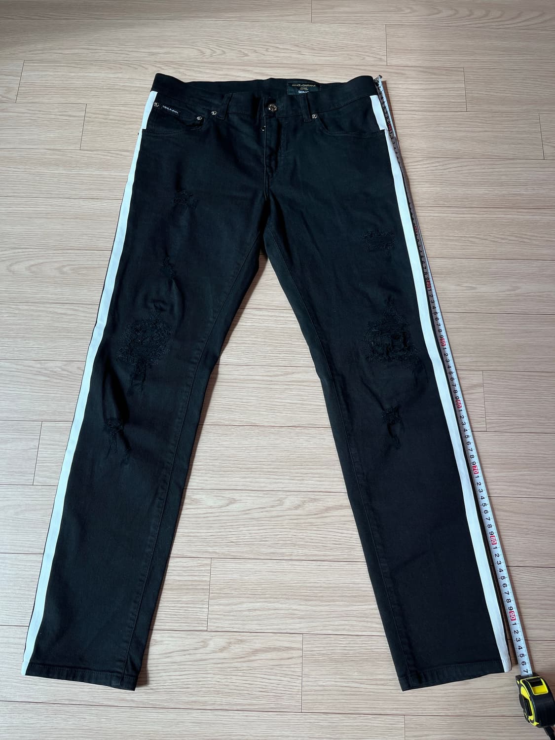 돌체앤가바나 블랙 옆줄 스키니 데님 46 상품이미지9