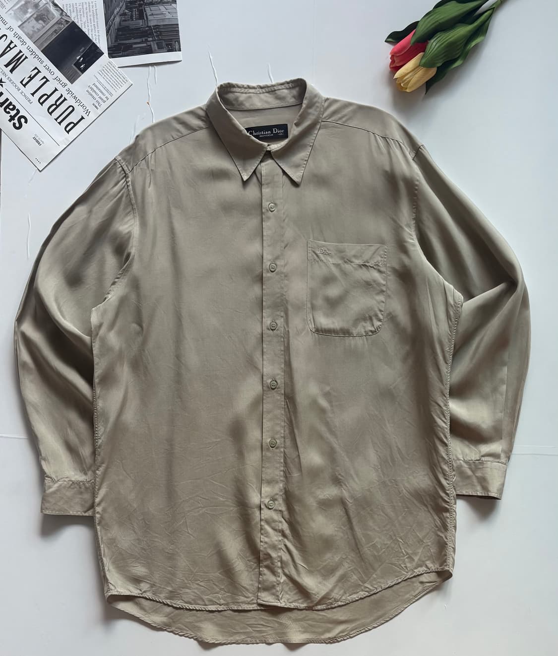 크리스챤 디올 베이지 실크 셔츠 상품이미지2
