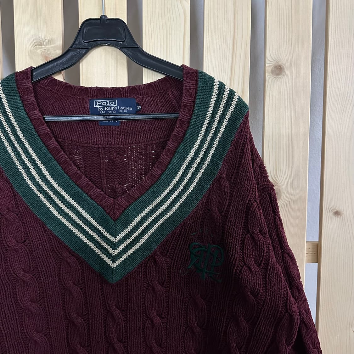 (L) 폴로 랄프로렌 80s 크리켓 버건디 니트 상품이미지3
